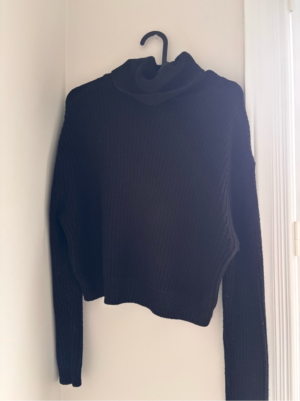 Black Ribbed Turtleneck Sweater
